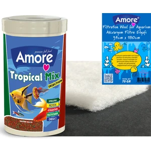 Tropical Mix Selection 1000 ml Lepistes-Melek-Tetra-Moli Balık Yemi, Soffice Filtre Elyaf 66X90CM 60GR