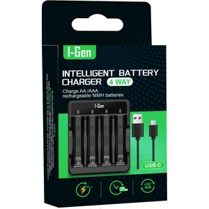 I-Gen Batteries I-Gen G400 4'lü Pil Şarj Aleti AA/AAA Uyumlu Type-C Giriş Akıllı Hızlı Pil Şarj Cihazı
