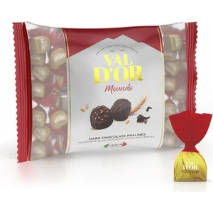 Val D’or Tahıl Patlaklı Bitter Çikolata Kreması Dolgulu Bitter Mounds Çikolata 1000 Gr. (1 Kırmızı Poşet)