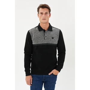 Tony Montana Kadife Selanik Parça Desenli Polo Yaka Sweatshirt- KS-1670