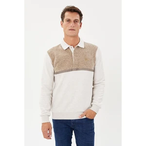 Tony Montana Kadife Selanik Parça Desenli Polo Yaka Sweatshirt- KS-1670
