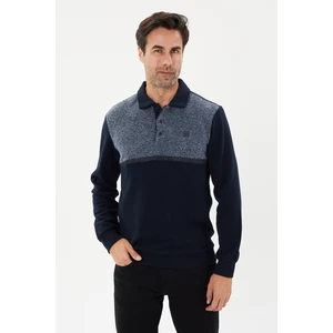 Tony Montana Kadife Selanik Parça Desenli Polo Yaka Sweatshirt- KS-1670