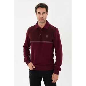 Tony Montana Kadife Selanik Parça Desenli Polo Yaka Sweatshirt- KS-1670