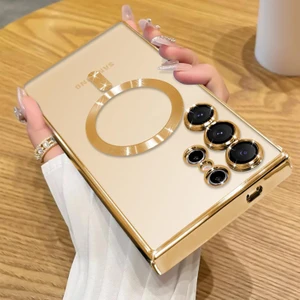 Galaxy S23 Ultra Kılıf Magsafe Şarj Özellikli Kamera ve Lens Korumalı Esnek Silikon Dempre Case