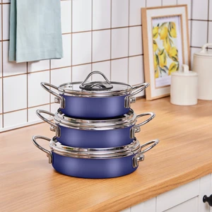 Ateş Emaye 6 Parça Omlet Sahan Set Lacivert