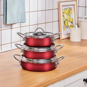 Ateş Emaye 6 Parça Omlet Sahan Set Bordo
