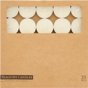 25'li Tealight Mum - Beyaz - 3,8 cm