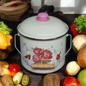 Emaye Market Patates Soğan Kovası Bakraç Yoğurt Tenceresi Rengarenk Desenli 22CM