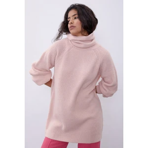 Pembe Balıkçı Yaka Oversize Triko Tunik SWK4299PE