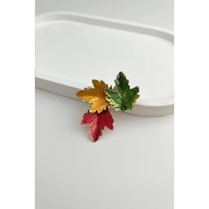 Üç Renk Yaprak Broş (5cm)