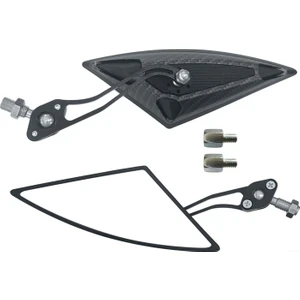 Gms Motosiklet Aynası Üniversal Karbon Üçgen 10MM ve 8mm Düz Diş Uyumlu