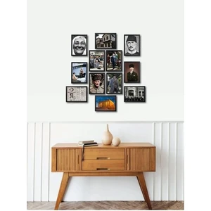 Atatürk Köşesi 12 li Ahşap Tablo Seti, Mdf Tablo, Atatürk Tablosu