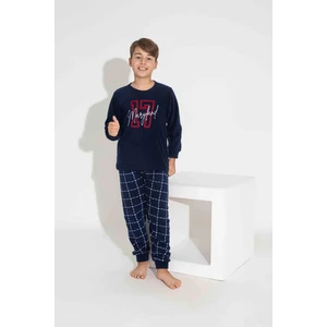 Erkek Genç ve Çocuk Ekose-Kare Desenli Uzun Kollu Polar Peluş Kumaş Kışlık Sıcak Tutan Pijama Takım 3758LK
