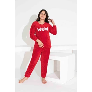 Kız Çocuk Sıcak Tutan Polar Pijama Takımı Kırmızı 2829K