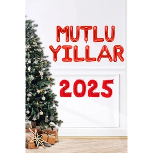 Mutlu Yıllar 2025 Balon Seti Harf ve Rakam 2025 Yılbaşı Balon Süsleme Seti