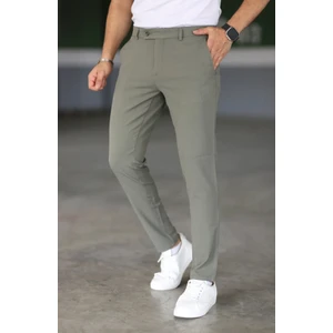 Erkek Haki Italyan Kesim Slim Fit Kaliteli Esnek Likralı Bilek Boy Kumaş Pantolon