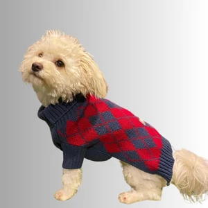 Kırmızı Baklavalı Küçük Köpek Kazağı