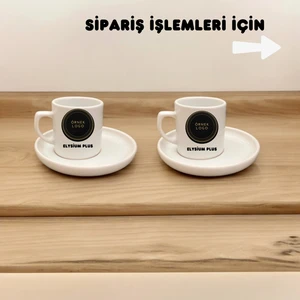 D&Y Gaudery Firmaya Özel Logolu Kahve Fincanı Isimli 2'li 4 Parça Türk Kahvesi Fincan Seti 4 Parça