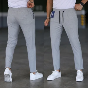 Mero Life Erkek Açık Gri Slim Fit Rahat Kesim Beli Bağlamalı Yan Cepli Likralı Jogger Pantolon