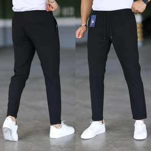 Mero Life Erkek Siyah Slim Fit Rahat Kesim Beli Bağlamalı Yan Cepli Likralı Jogger Pantolon