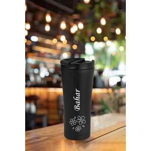 kişiye  ısim baskılı 500 ml çift katmanlı 304 çelik kaydırmaz taban araç termos mug coffee