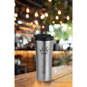 kişiye  ısim baskılı 500 ml çift katmanlı 304 çelik kaydırmaz taban araç termos mug coffee