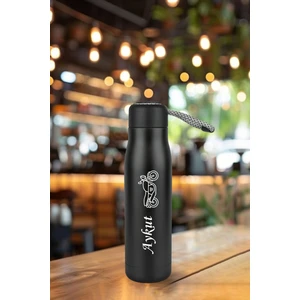 Kişiye  ısimli baskılı termos 600 ml çift katmanlı 304 çelik taşıma ıpli termos mug matara