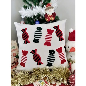 MELINA Home Deco Yılbaşına Özel Tasarlanmış Punch Işlemeli Kırlentler, Rengarenk, Merry Christmas, Zarif ve Şık Yılbaşı Dekoru (43 x 43  cm ),  Konforlu ve Dayanıklı Kumaş, Ev ve Ofis Için Ideal Hediye