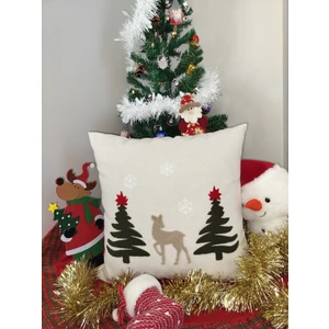 MELINA Home Deco Yılbaşına Özel Geyikli-Agacli Punch Kırlent Kılıfı