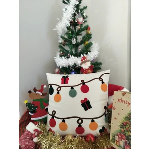 MELINA Home Deco Yılbaşına Özel Lambalı Punch Işlemeli Kırlent Kılıfı