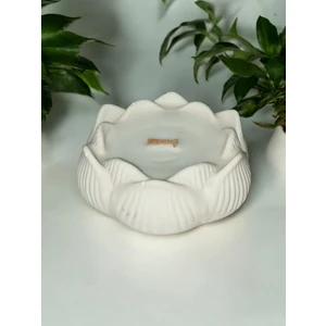 NUR DEĞİRMENCİ GALLERY NDCANDLE Lotus Çiçeği Soya Mumu Beyaz Beton Mumlukta El Yapımı