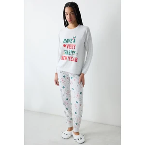 Harry Potter New Year Açık Gri Pantolon Pijama Takımı