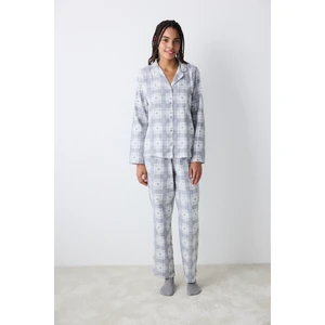 Grey Checked Koyu Gri Gömlek Pantolon Pijama Takımı