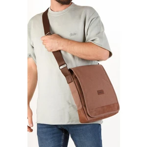 Newish Polo Kanvas Kumaş Postacı Erkek Çantası-Dik Model