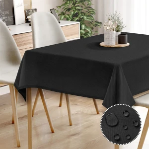 Canvas Sıvı Geçirmez Leke Tutmaz Siyah Masa Örtüsü