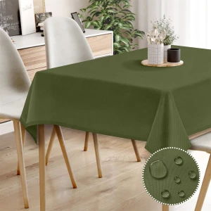 Canvas Sıvı Geçirmez Leke Tutmaz Koyu Haki Masa Örtüsü