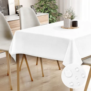 Canvas Sıvı Geçirmez Leke Tutmaz Beyaz Masa Örtüsü