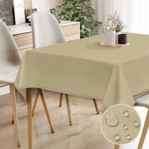 Canvas Sıvı Geçirmez Leke Tutmaz Bej Masa Örtüsü