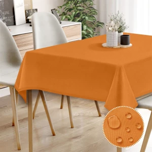 Canvas Sıvı Geçirmez Leke Tutmaz Turuncu Masa Örtüsü