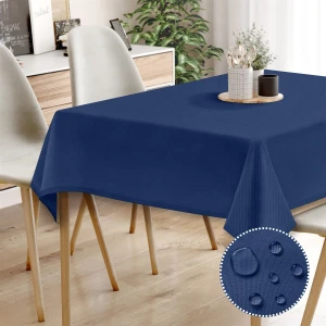 Canvas Sıvı Geçirmez Leke Tutmaz Koyu Saks Masa Örtüsü