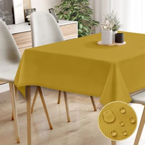 Canvas Sıvı Geçirmez Leke Tutmaz Hardal Masa Örtüsü