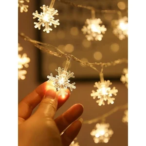 LED Işık yılbaşı Kar tanesi Figürlü Dekoratif Aydınlatma Pilli Günışığı 3 mt
