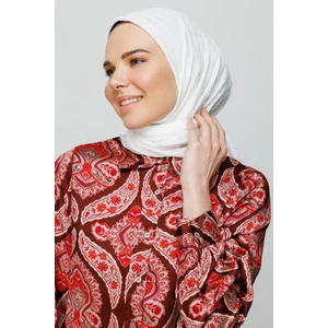 Beyaz Piliseli Bambu Eşarp