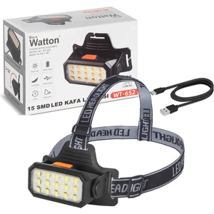 15 Ledli Sarı / Beyaz Şarjlı Kafa Lambası Watton WT-652