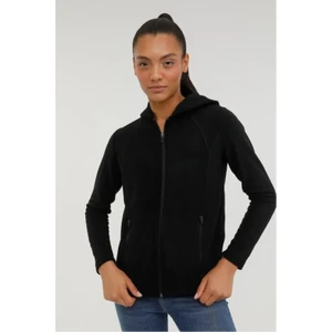 7CT657 Wb Kadın Siyah Kapüşonlu Polar Ceket 101782303