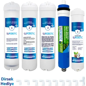 SUROBOTIC Yeni Nesil Arıtma 5000 Serisi 5'li 80 Gpd Membranlı Tatlandırıcılı Su Arıtma Cihazı Filtre Seti