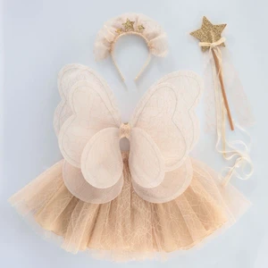 Etek /taç / Asa /3d Kelebek / Kanatlı Taşlı Yıldız Asa Set (Ekru) 5-6-7-8 Yaş