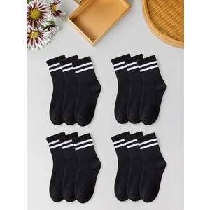Black Deer 12 Çift Çizgili Tenis Çorabı Erkek ,kadın Unisex Çizgili Tenis Çorabı