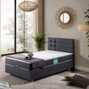 Viyana Tek Kişilik Baza Başlık Comfort Yatak Seti - Antrasit