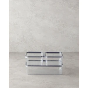 English Home Fleur Plastik 3'lü Mutfak Düzenleyici 850 ml – 850 ml – 1,80 L Şeffaf